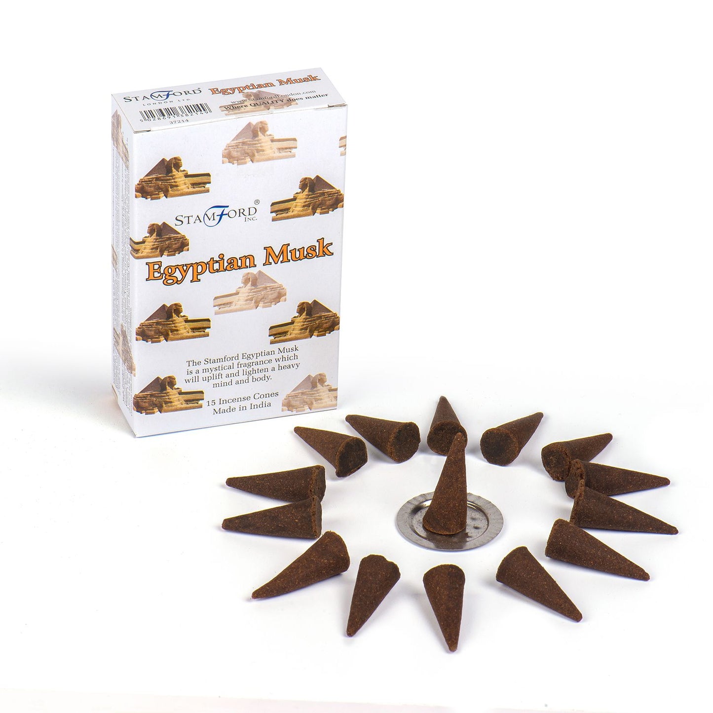 Räucherkegel-Set Ägyptischer Moschus – 15 Stück inkl. Metallhalter