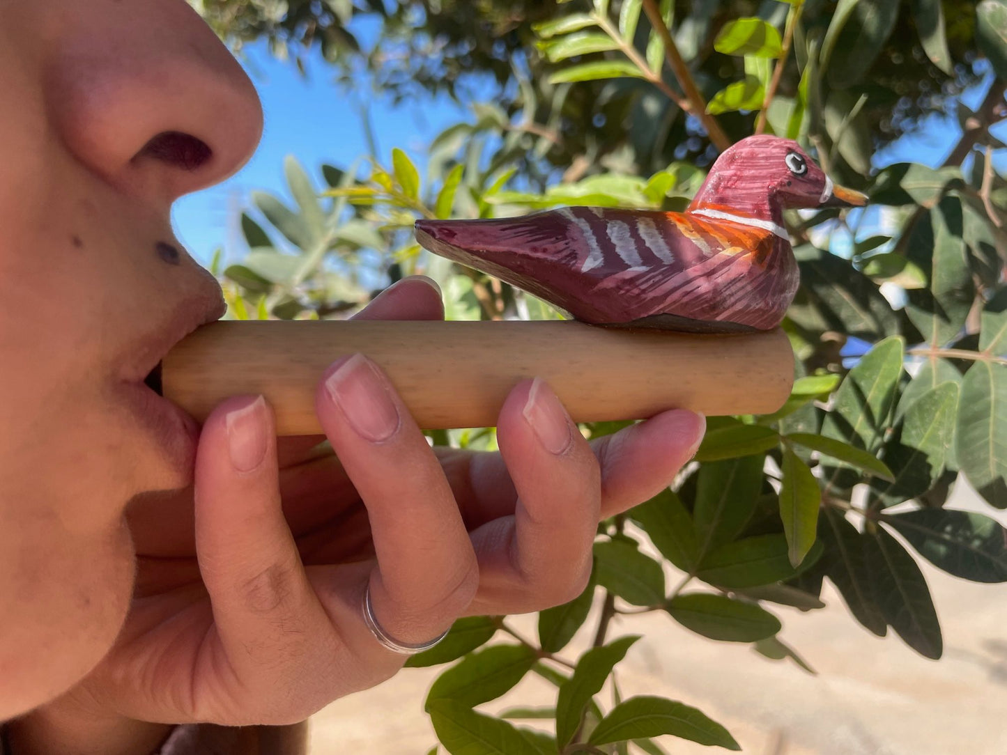 Handbemalte Vogelpfeife aus Bambus – Einzigartiges Naturklang-Instrument