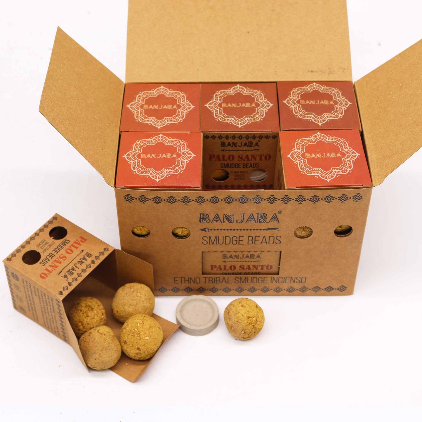 Banjara Räucherperlen Set Palo Santo – 5 Stück inklusive Halter