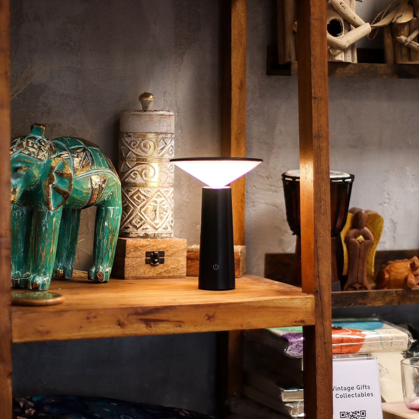 Touchlampe Pilz-Design in Schwarz – Einstellbares Musterlicht & USB-C Ladung