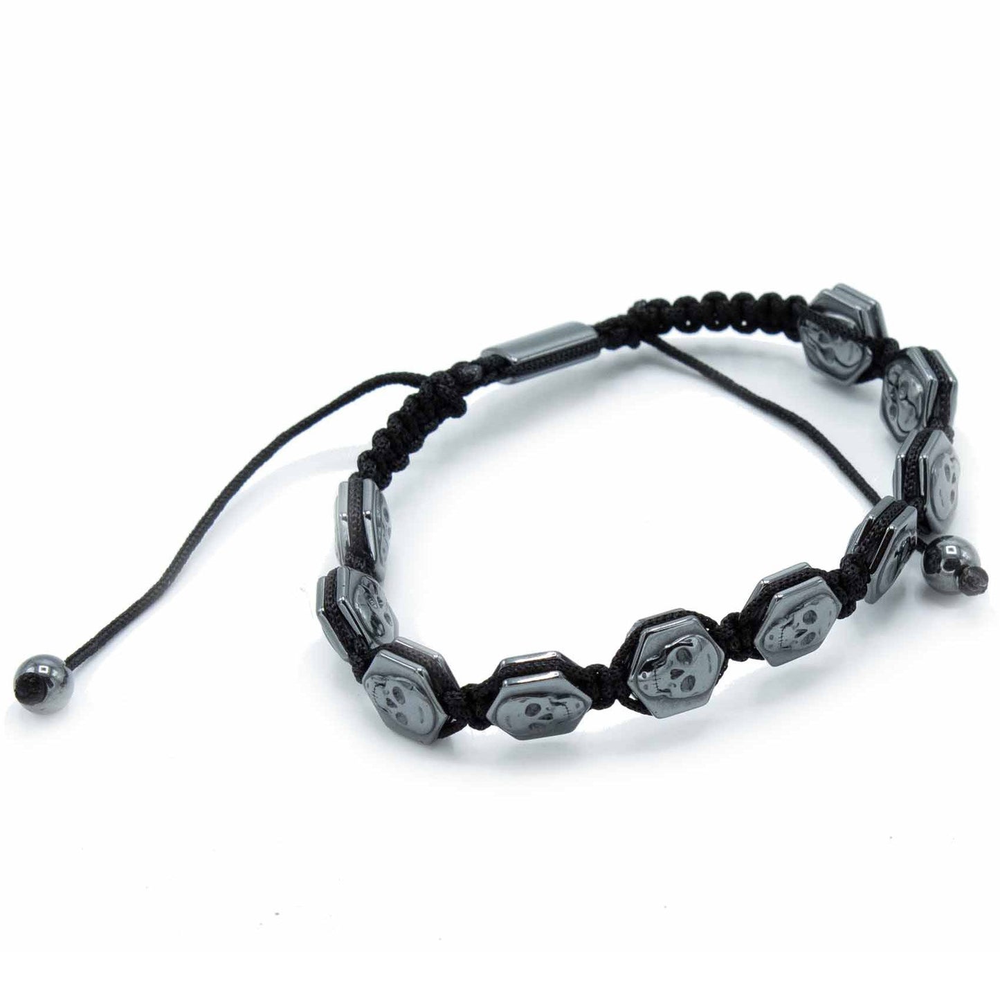 Shamballa Armband mit magnetischen Hämatit-Schädelperlen – Unisex Design