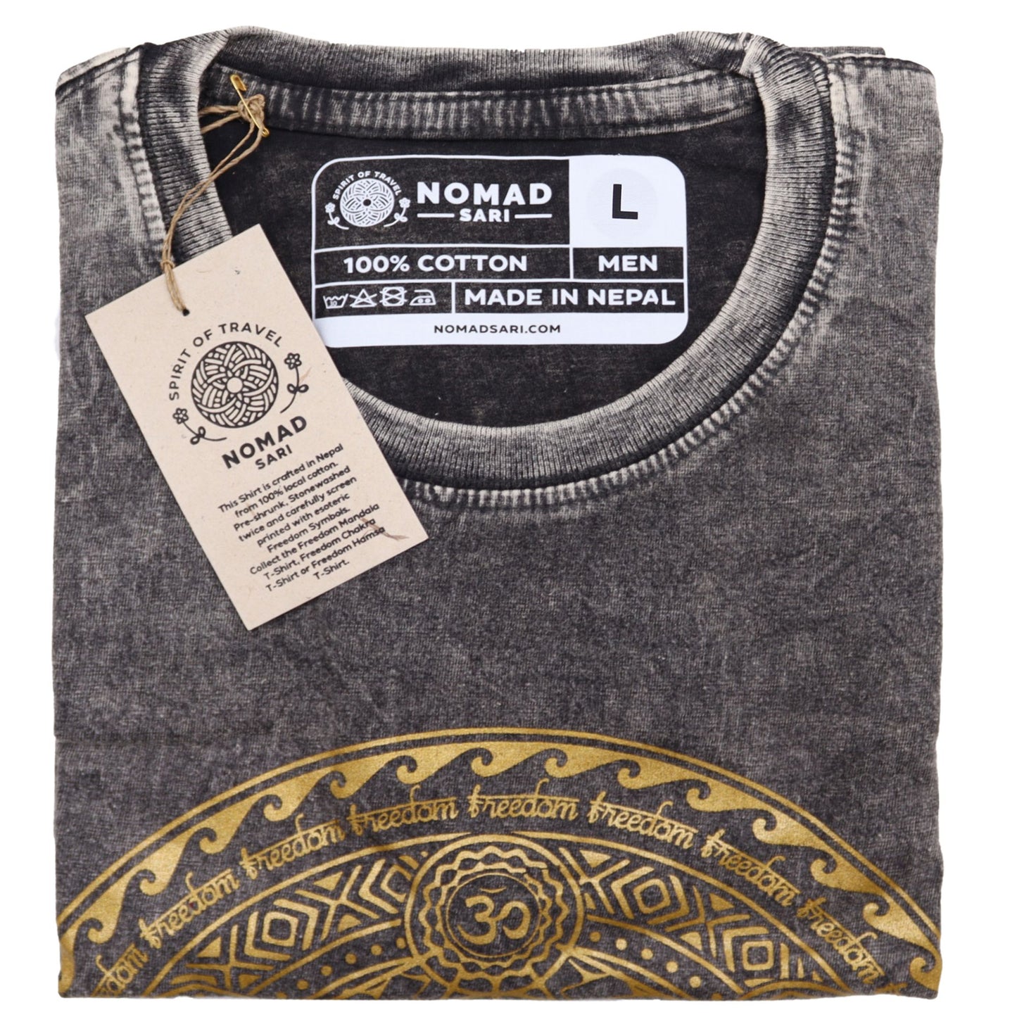 Chakra T-Shirt Dunkelgrau – Stonewashed Bio-Baumwolle