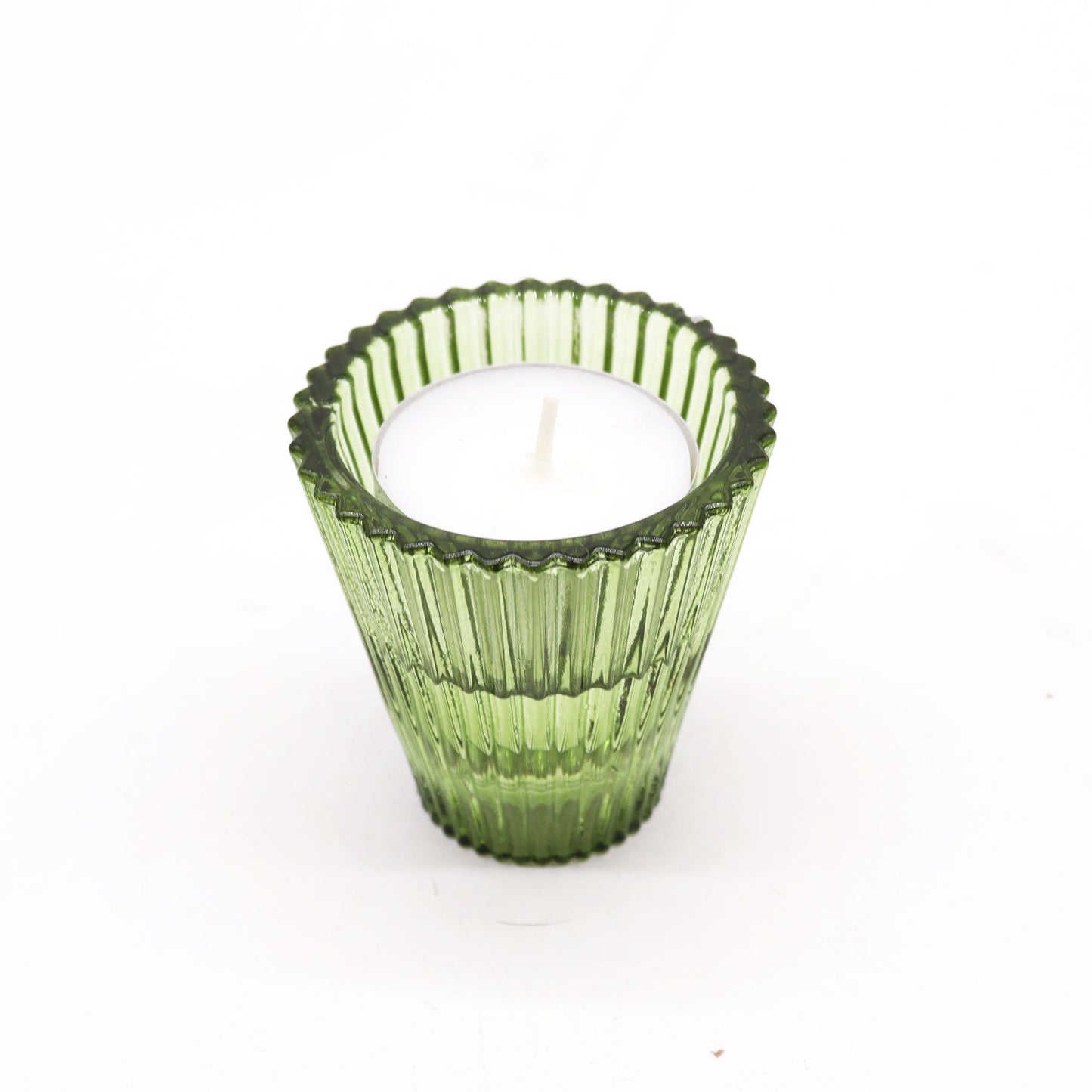 Set mit 2 reversiblen Kerzenhaltern in Gartenjade - Pressglas