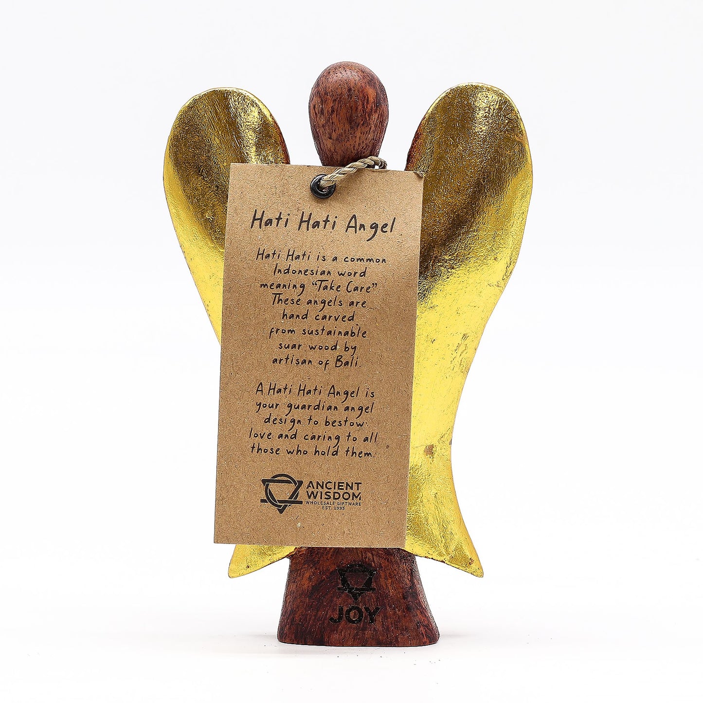 Joy Schutzengel 15 cm - Handgeschnitzt aus Suarholz