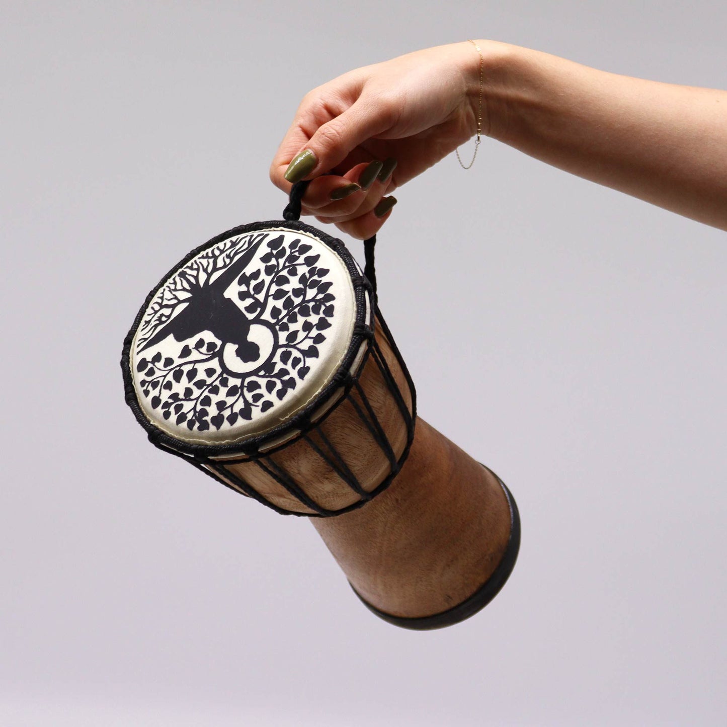 Handgefertigte Djembe-Trommel mit Buddha-Motiv – 25 cm Wide Top