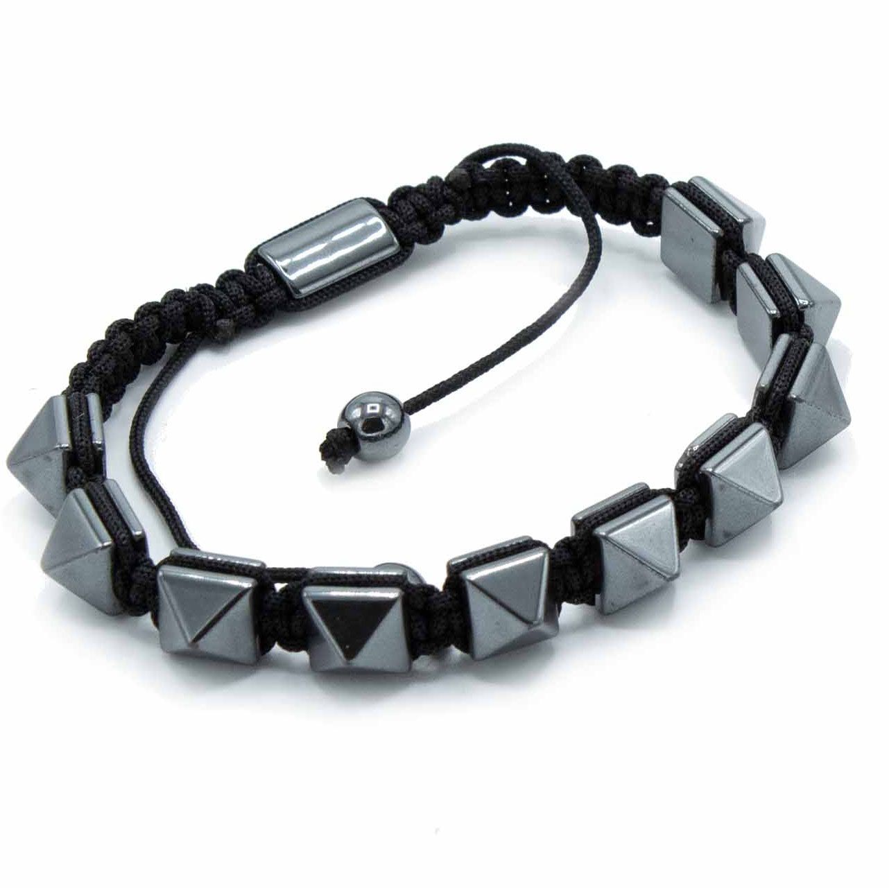 Shamballa Armband aus magnetischem Hämatit mit Spitzpyramiden-Perlen