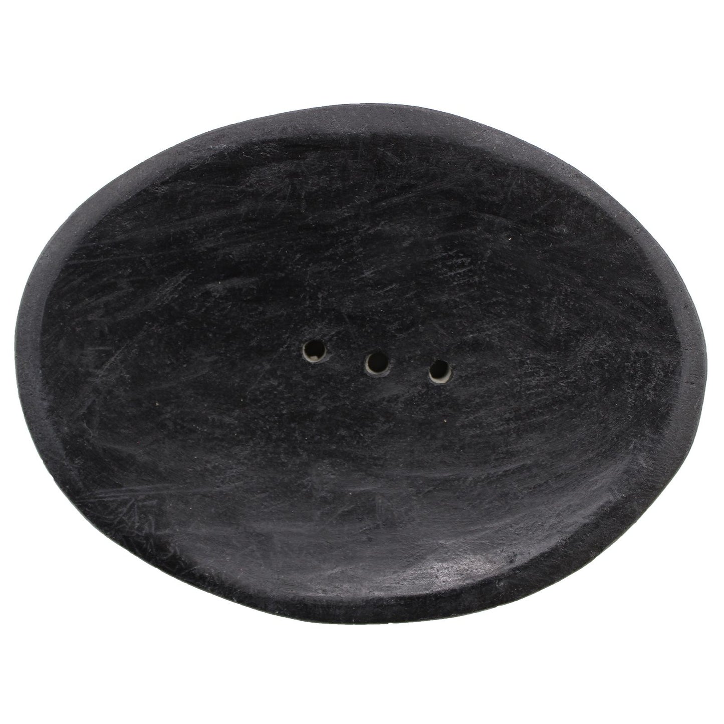 Seifenschale Oval aus schwarzem Marmor und Flussstein