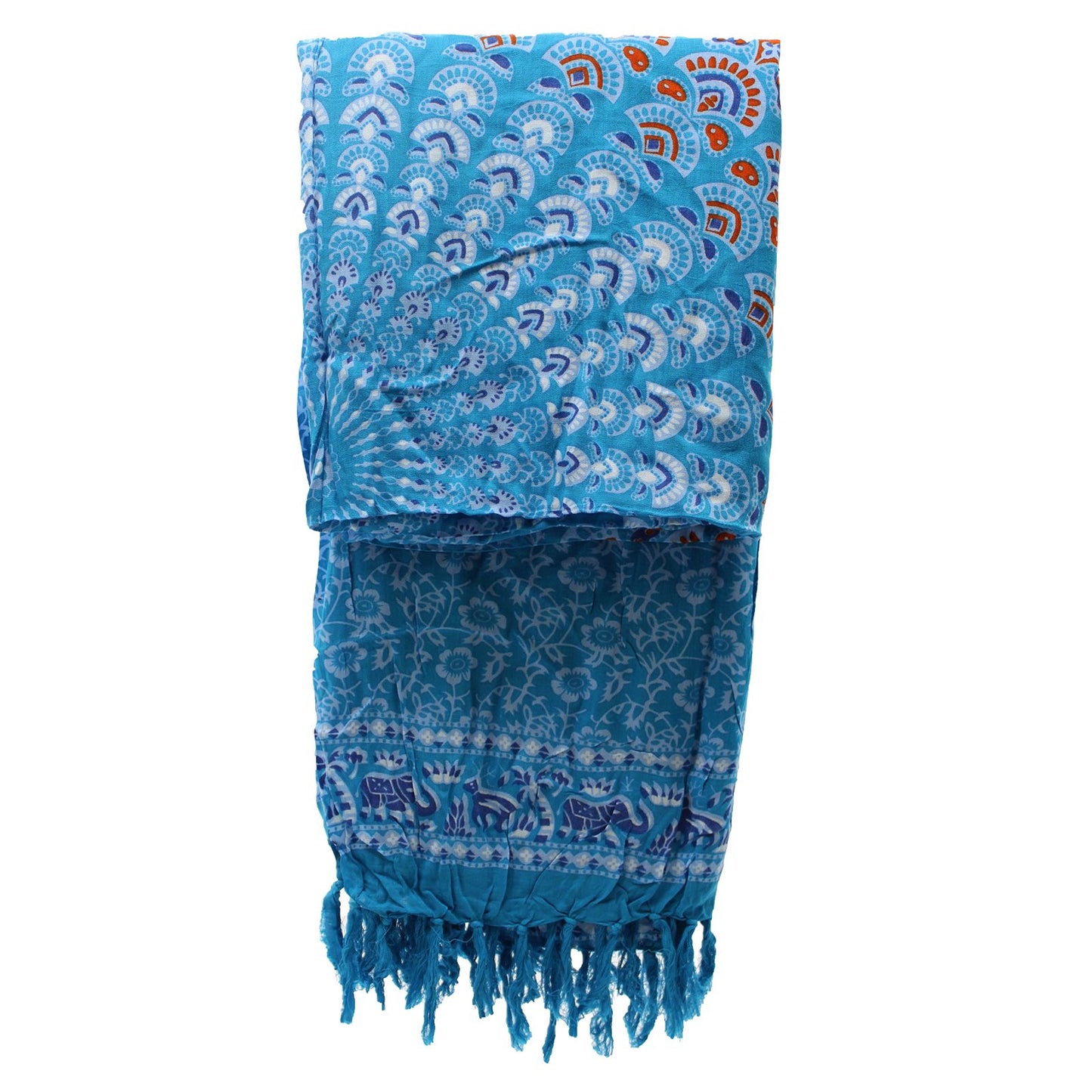 Sarong mit Mandala-Muster in Türkis und Orange – 140 x 100 cm aus Rayon