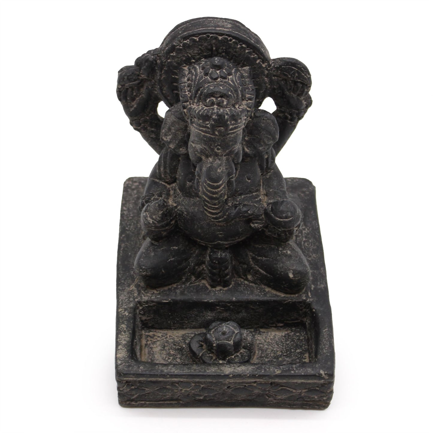 Ganesha Räucherstäbchenhalter aus Beton - Antik Schwarz