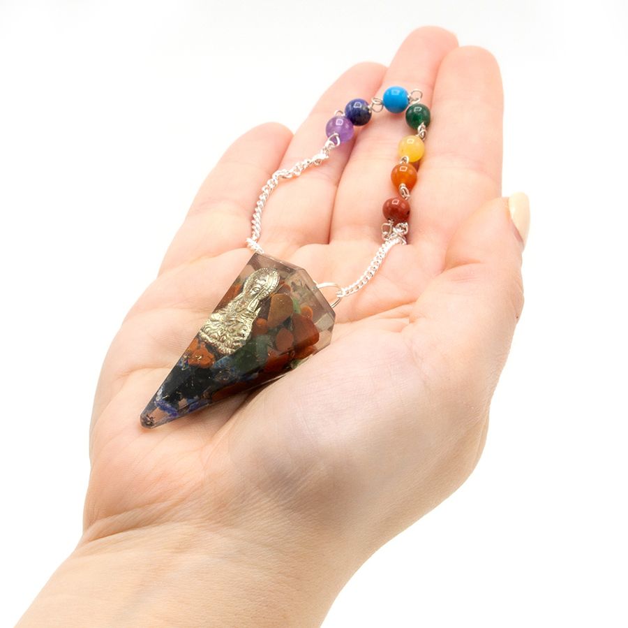 Orgonit Pendel mit Buddha-Motiv – Chakra-Steine & Edelmetalle