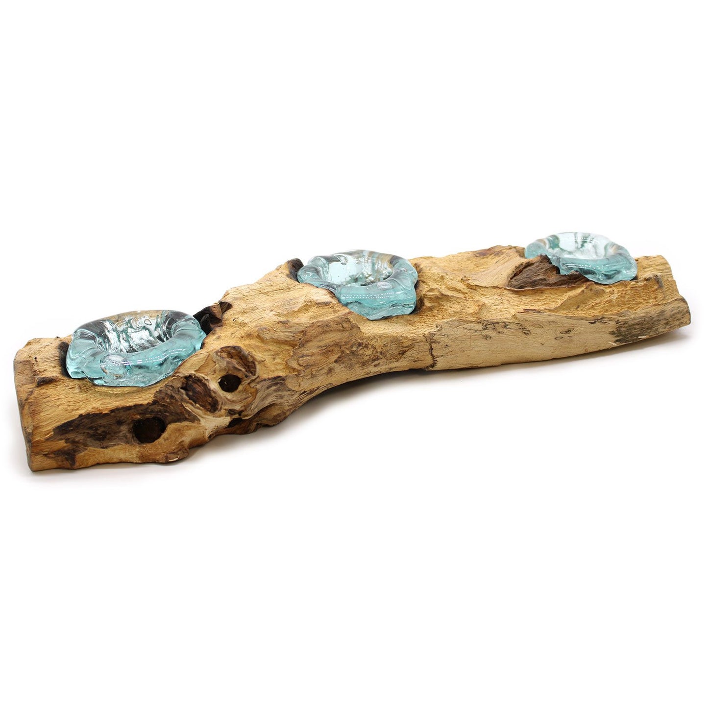 Dreifach-Kerzenhalter aus Glas & Holz – Ein Unikat für nachhaltige Atmosphäre