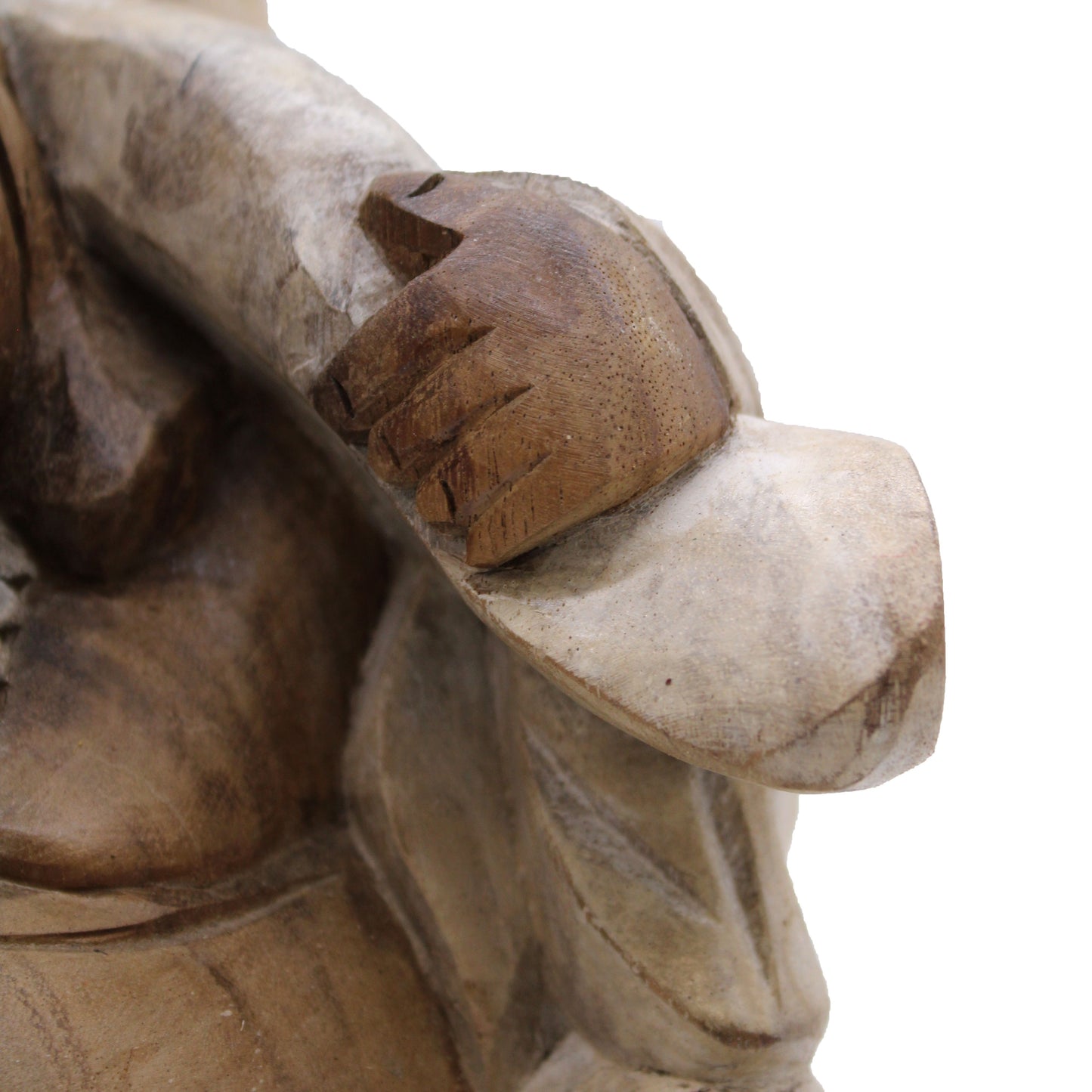 Handgeschnitzte Buddha-Statue aus Suarholz, 30 cm, weiß lasiert