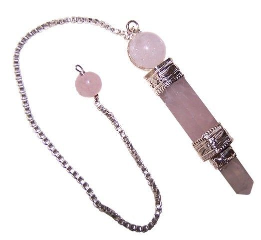 Rosenquarz Pendel-Set – 3 handgefertigte Pendel mit silberner Kette