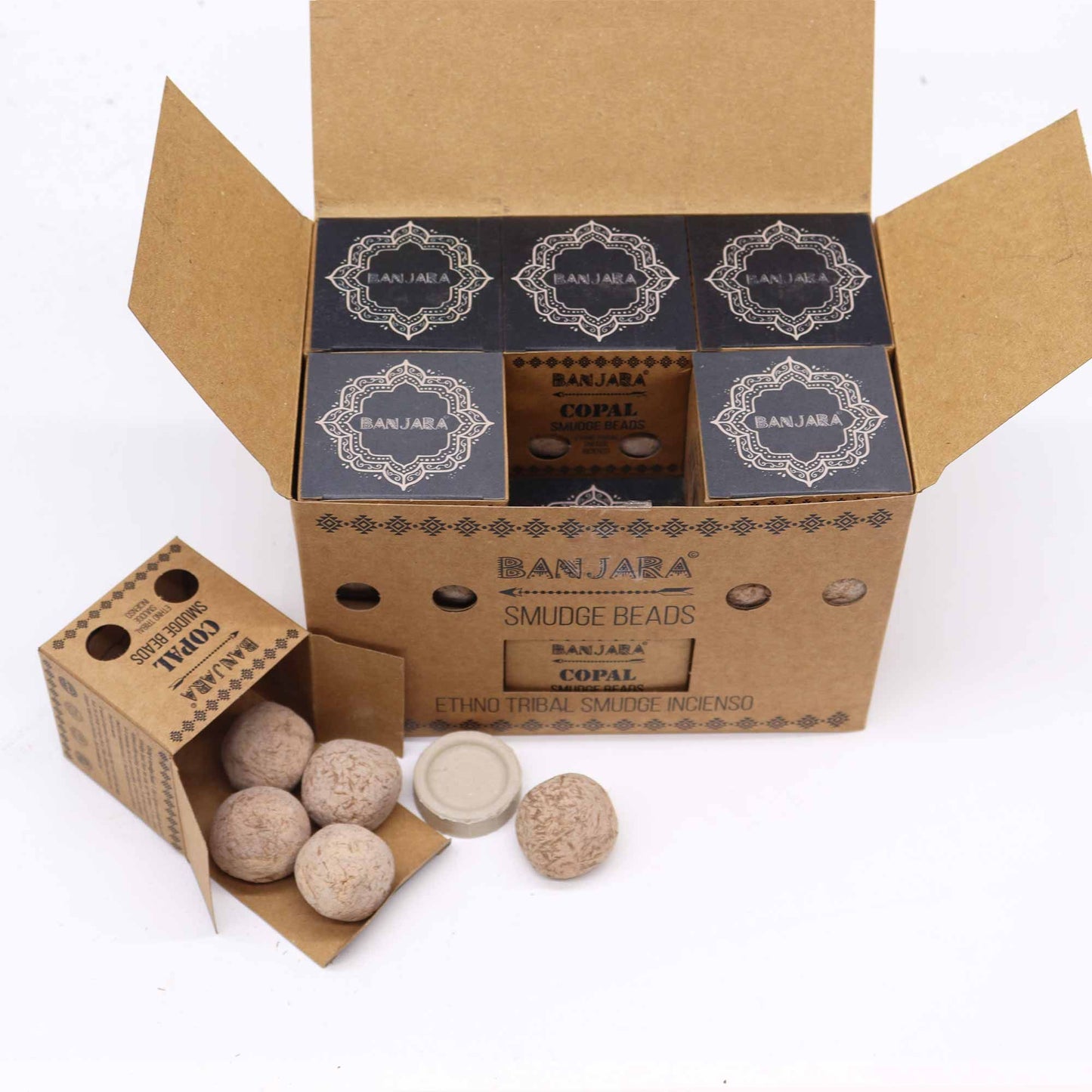 Banjara Räucherperlen-Set Copal – 5 Stück mit Halter für energetische Reinigung