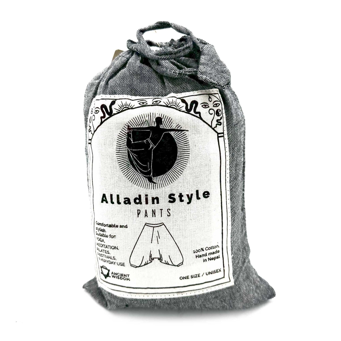 Yogahose mit Aladin-Himalaya-Motiv in Grau – Aus weicher Baumwolle