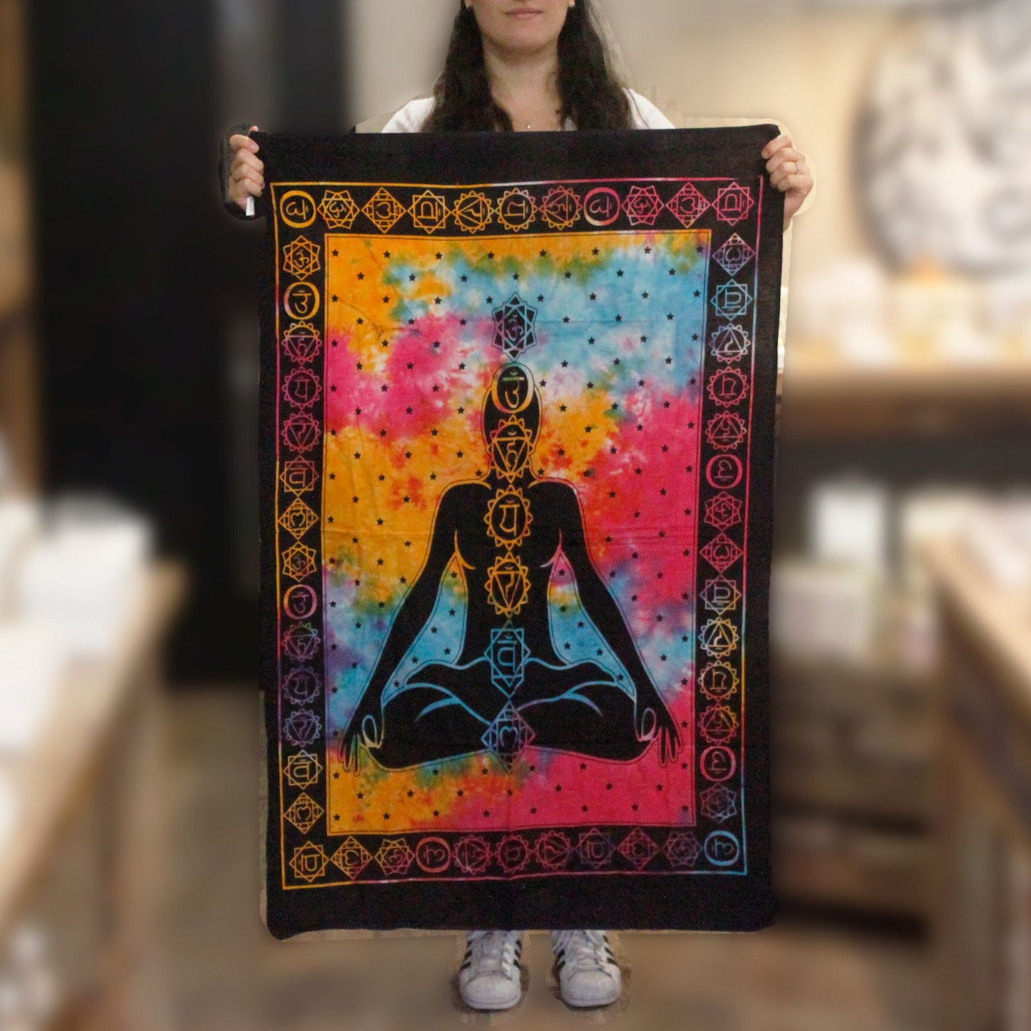 Baumwoll-Wandbehang 'Chakra Buddha' – Spirituelle Kunst für Ihr Zuhause
