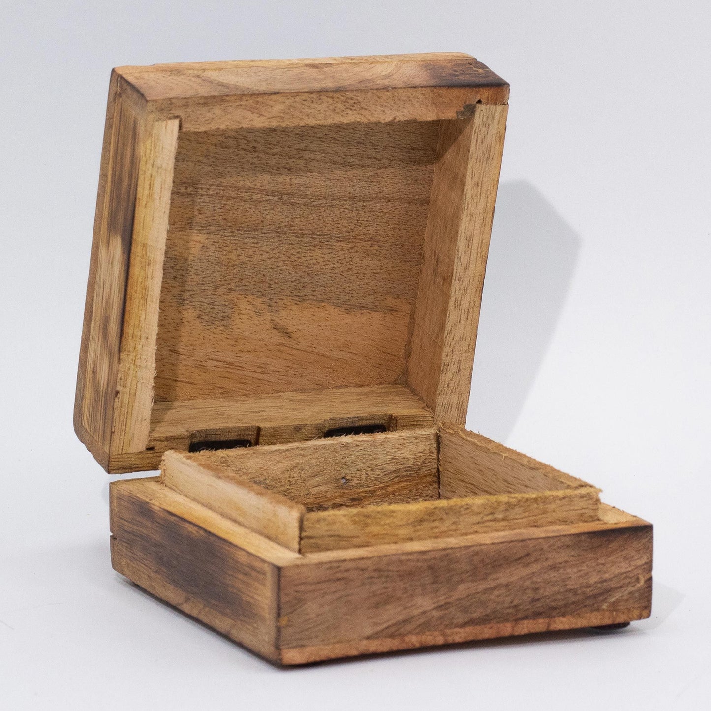 Schmuckdose 'Waldzauber' - Handbemalte Mangoholz-Box mit Pilzmotiv in Petrol