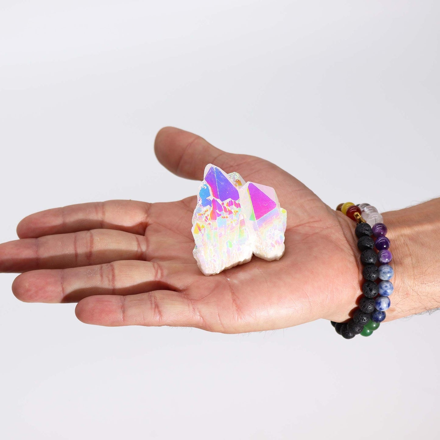 Aura Angel Quarz Geode 7-10 cm - Irisierendes Naturkunstwerk