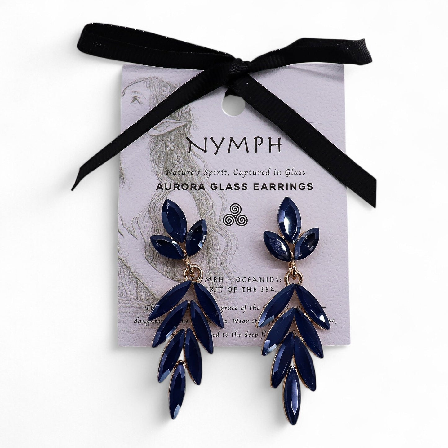 Long-Drop-Ohrringe 'Royal Blue' – Tiefblaues Vintage-Glas an Edelstahl