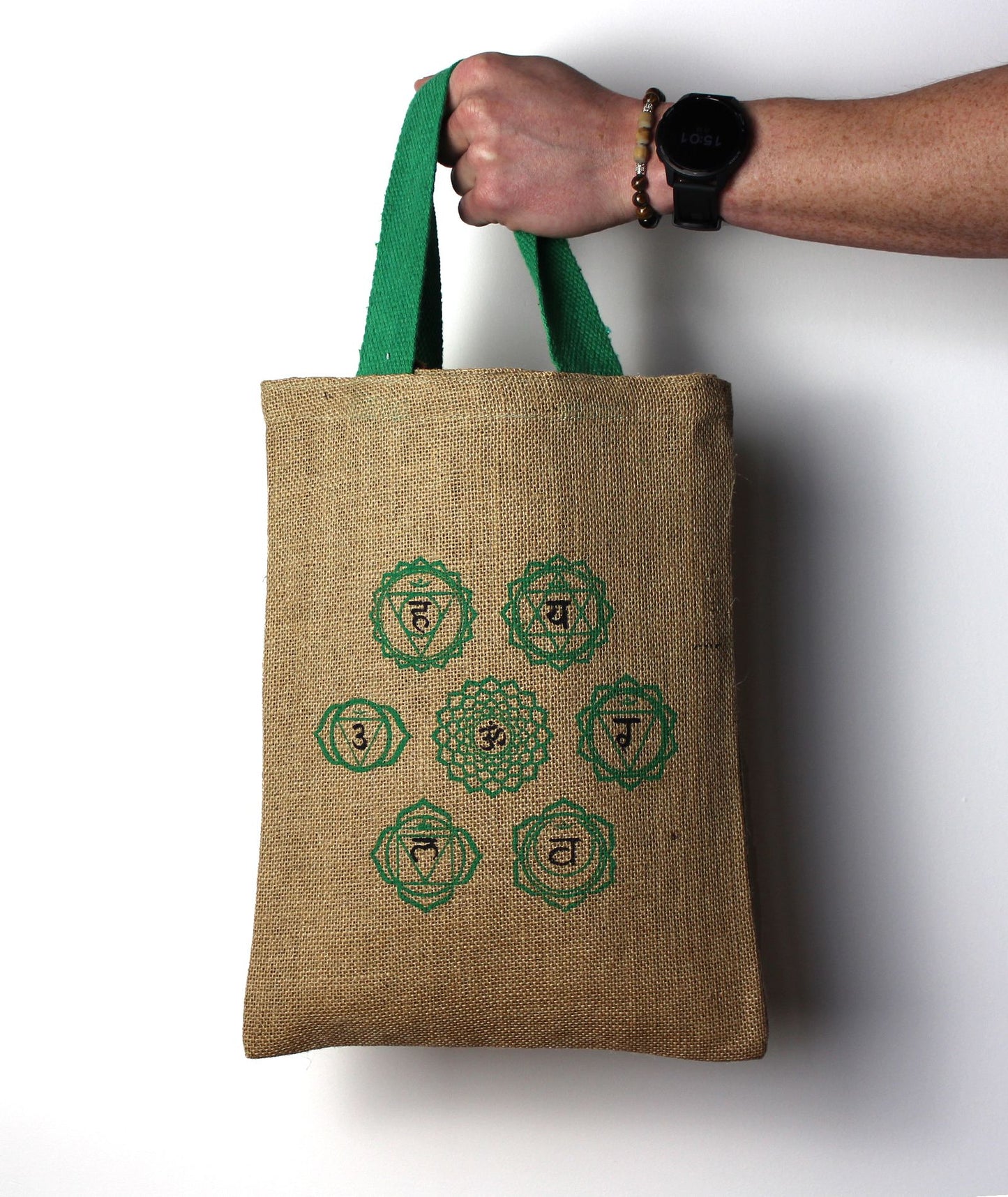 Jute-Tragetasche 'Mystische 7 Chakras' – Nachhaltiger Alltagsbegleiter