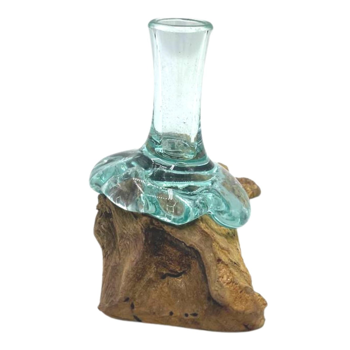 Vase 'Naturfusion' Klein - Handgefertigte Glas-Holz-Komposition
