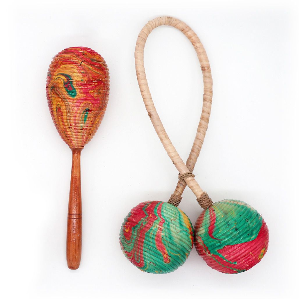 Maraca Doppelspirale aus Rattan - Handgefertigtes Percussion-Instrument aus Bali