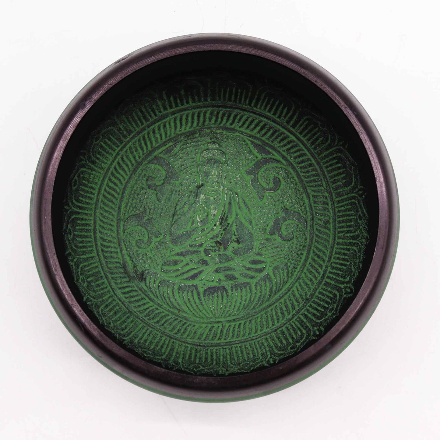 Klangschale Mandala Buddha 16 cm in Erdpulver-Optik – Handgraviert