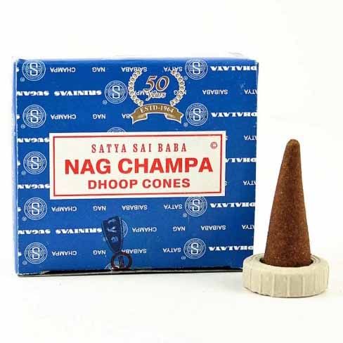 Nag Champa Räucherkegel (12er Pack) – Der weltberühmte Klassiker