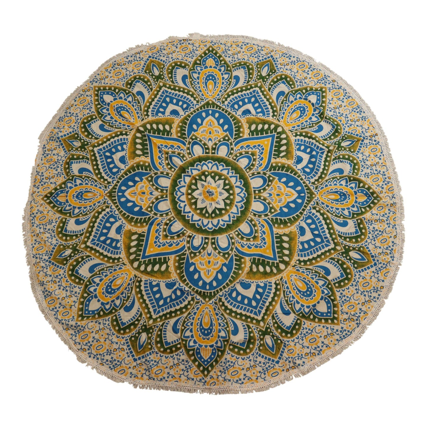Großformatiges Mandala Wandbild (180 cm) – Sonnengelb & Himmelblau