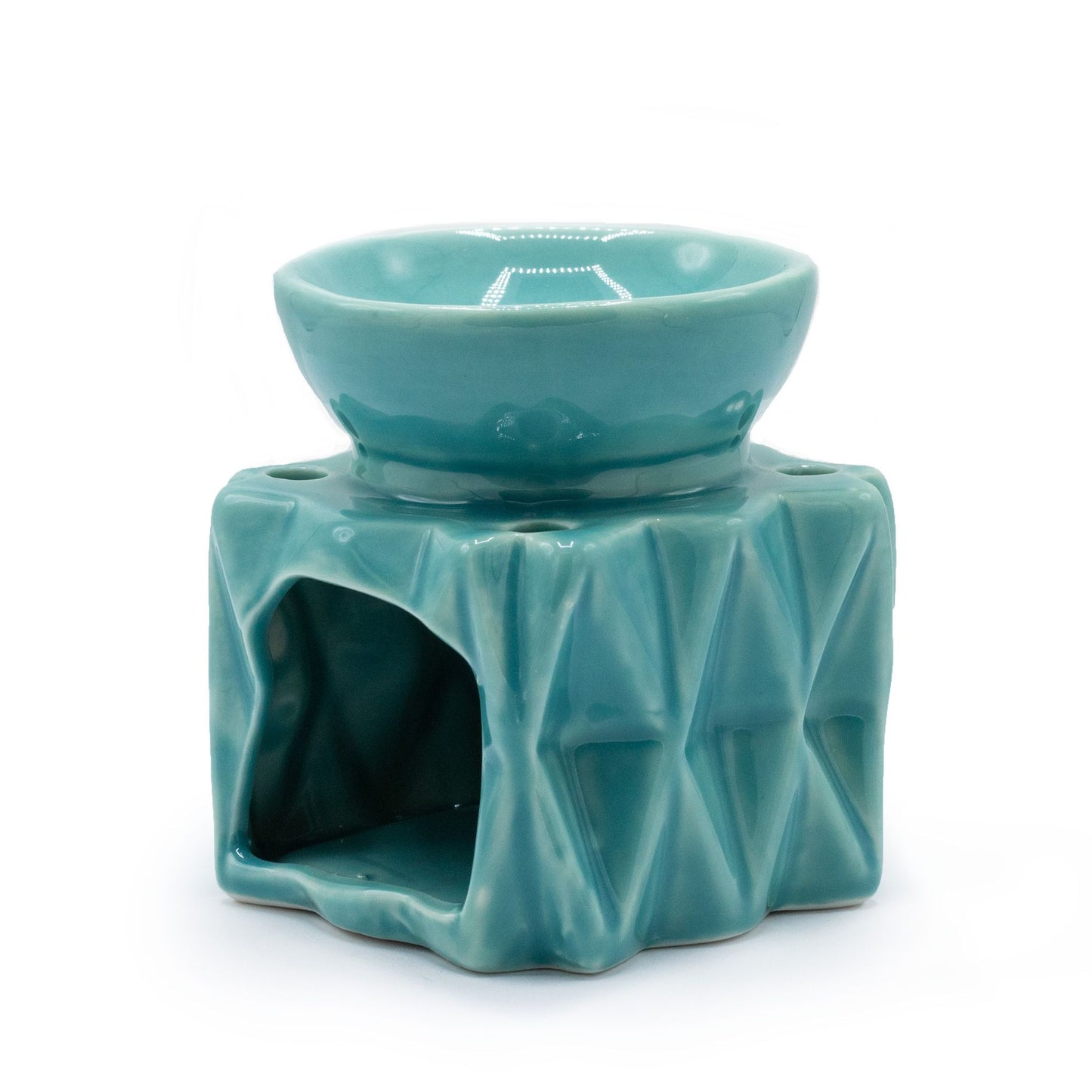 Keramik-Ölbrenner in Blau – Zeitloses geometrisches Design