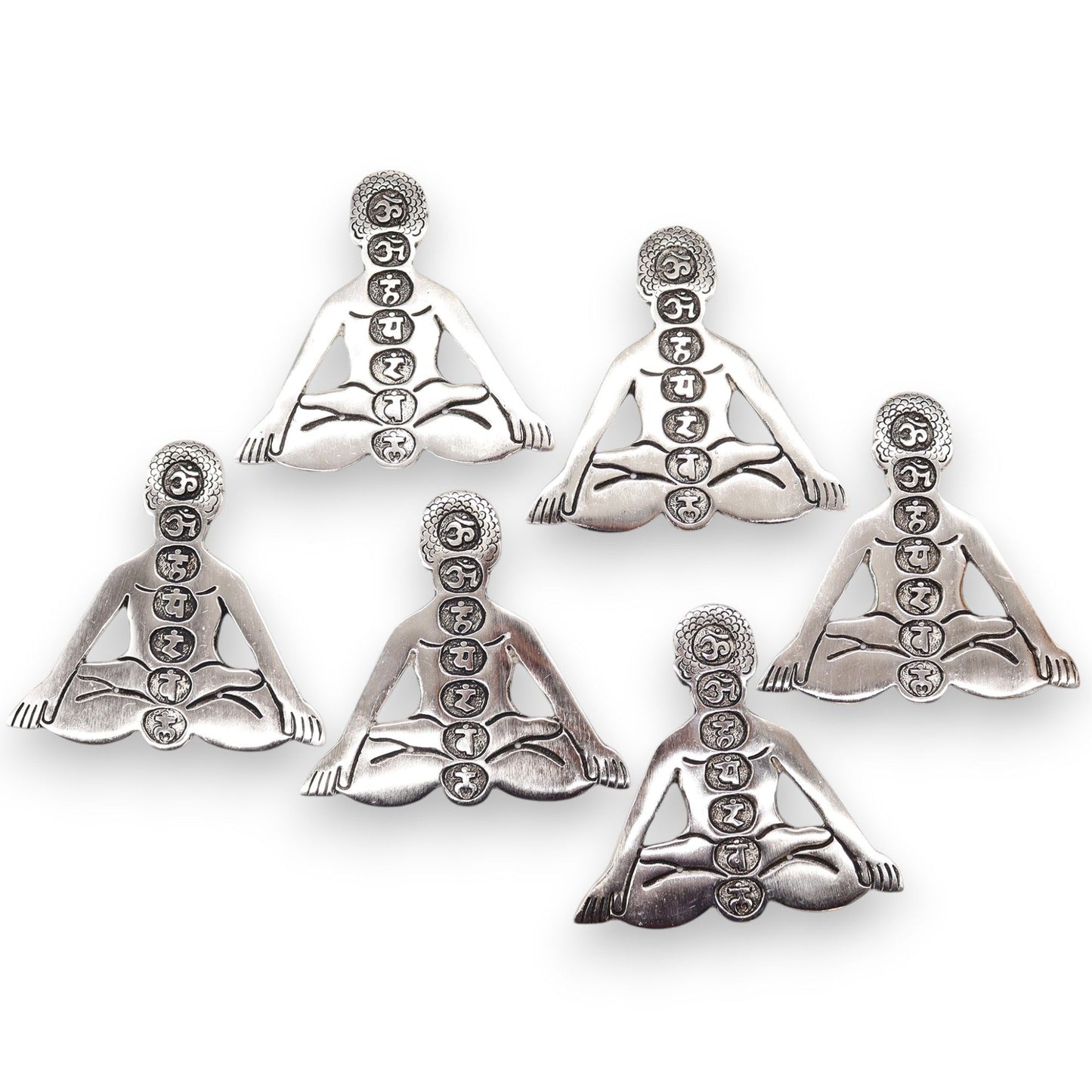 Räucherstäbchenhalter aus poliertem Aluminium mit Sieben-Chakra-Motiv – 12x12 cm, Gold