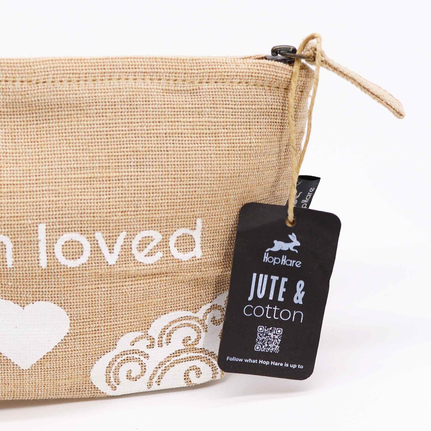 Hop Hare Pouch 'I Am Loved' – Jutebeutel mit liebevoller Botschaft