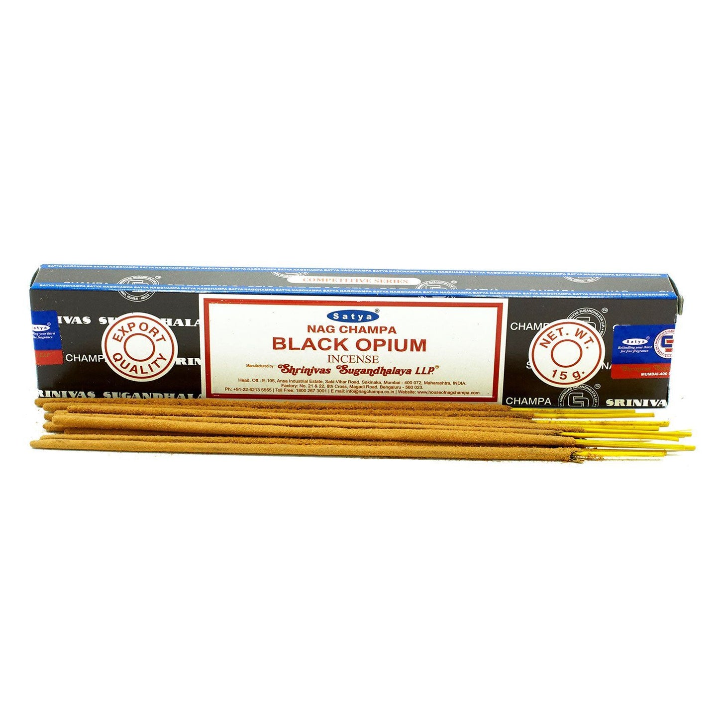 SATYA Räucherstäbchen Schwarzer Opium - 12 Packungen à 15g