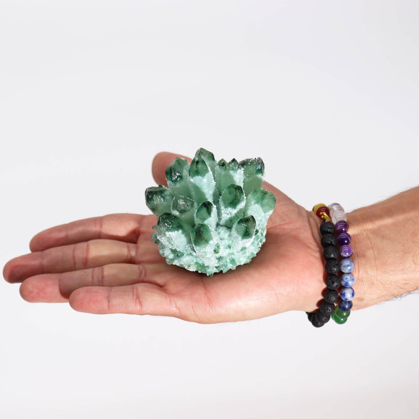 Handgefertigter Grüner Geisterquarz-Cluster – Einzigartiges Naturkunstwerk