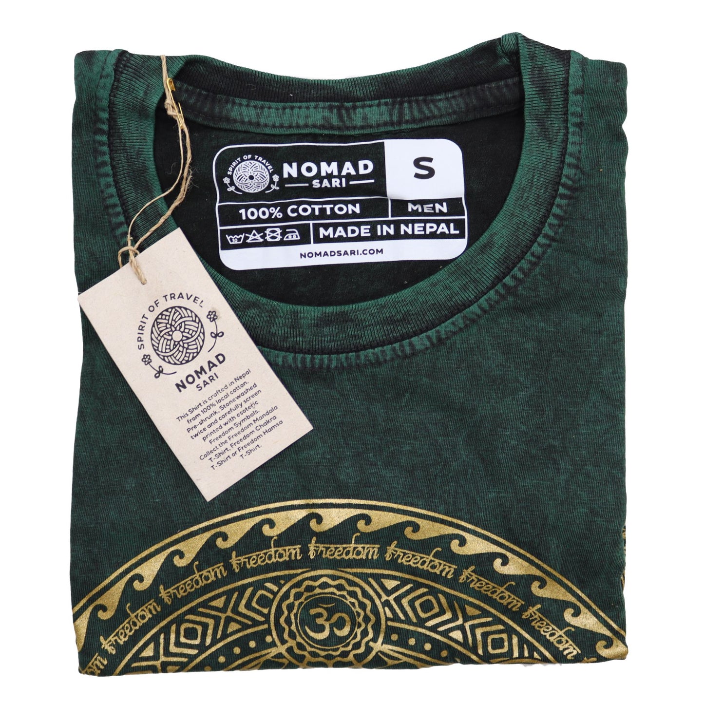 Chakra T-Shirt in Steinwasch-Grün – Fair Trade & Vintage-Look
