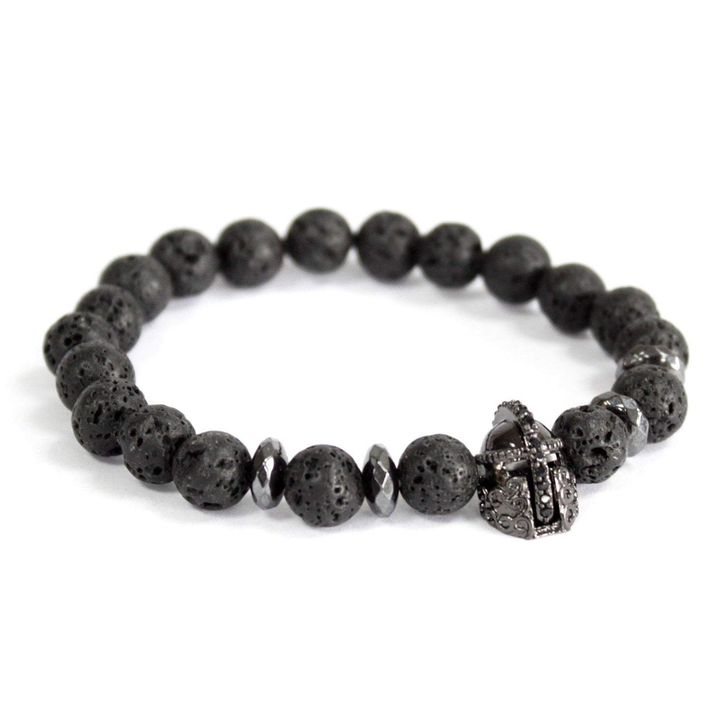 Lavastein Armband mit Ritterhelm Symbolik – Dehnbares Schmuckstück für Damen und Herren