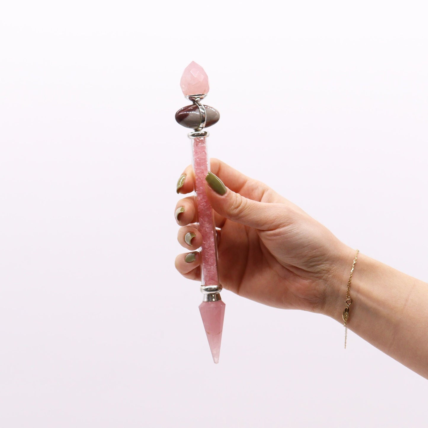 Shiva Lingam Zauberstab aus Rosenquarz – Handgefertigt für Liebe & Harmonie