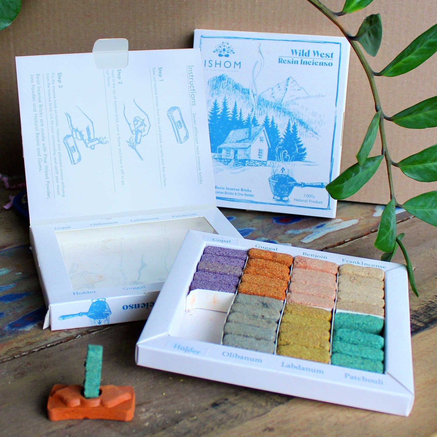 Wild West Duftstein-Set: 70 Räucherharze & Terrakotta-Brenner in 7 Aromen