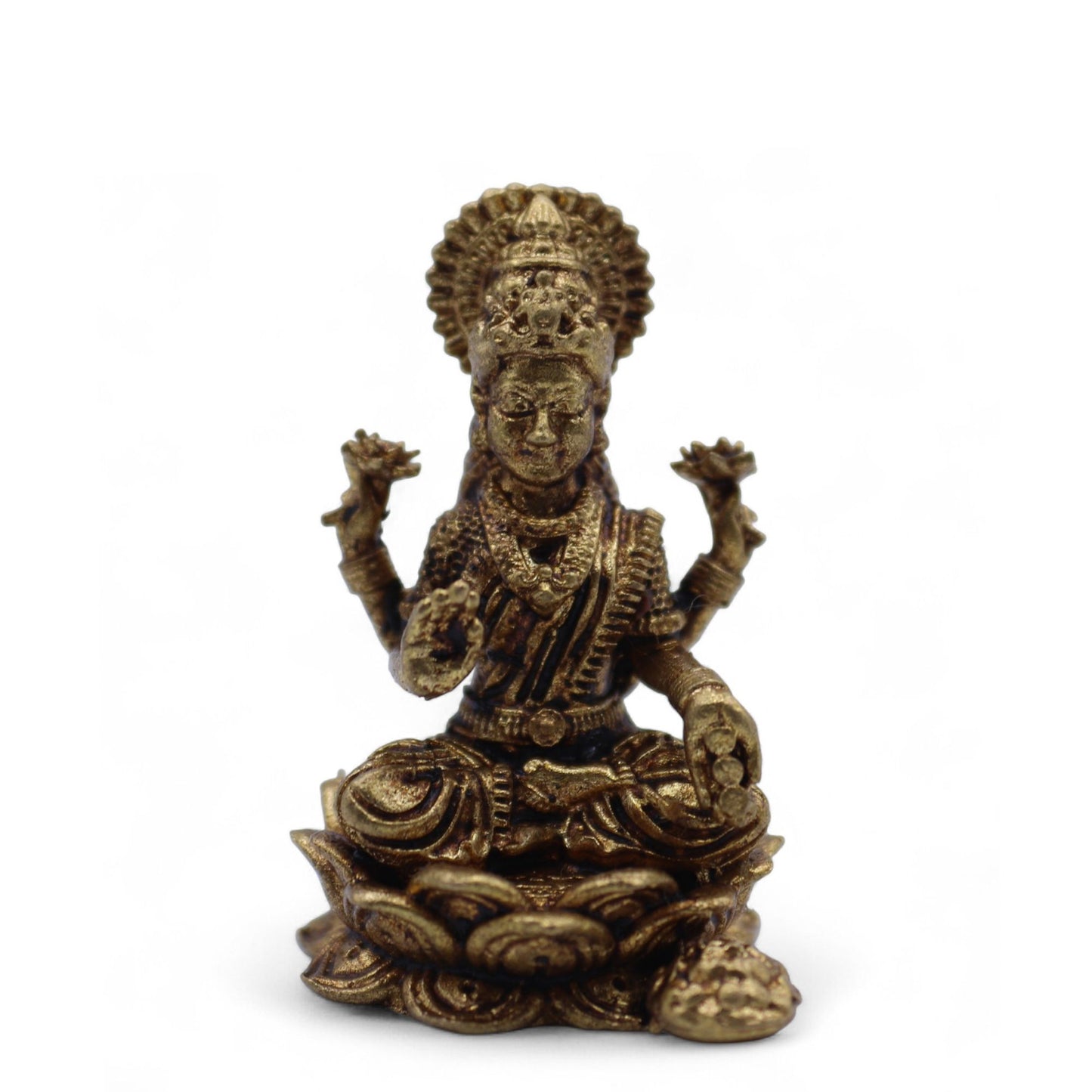 Messingfigur Göttin Laxmi – Miniatur für Wohlstand & Harmonie