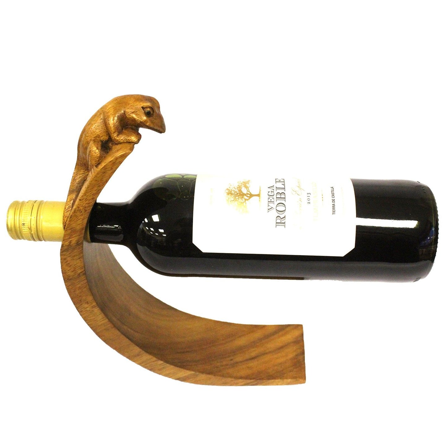 Balance Wine Holder Gecko – Flaschenhalter aus massivem Suar-Holz