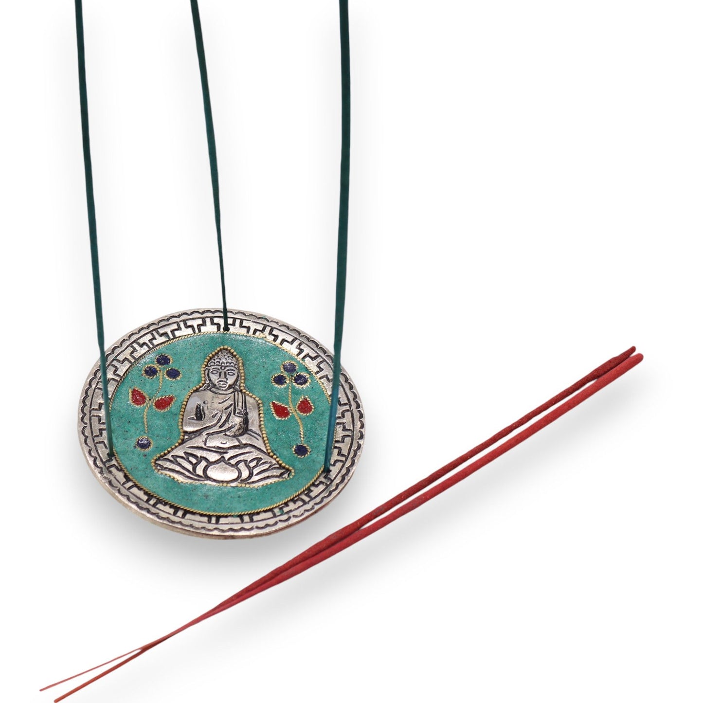 Meditativer Räucherstäbchenhalter 'Zen Buddha' - Grün, 10 cm