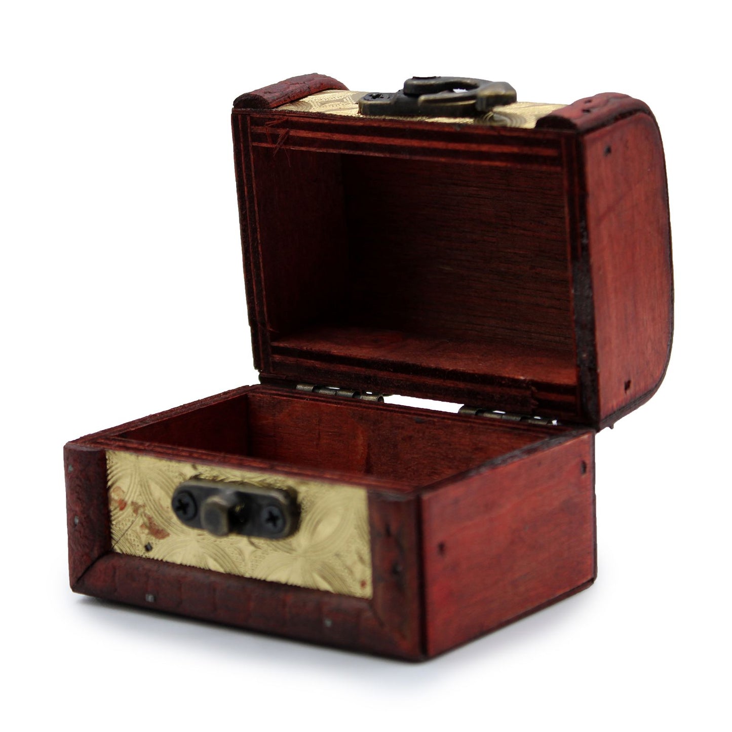 Mini Kolonialschatulle in Gold - Vintage Schmuckkästchen mit Messing