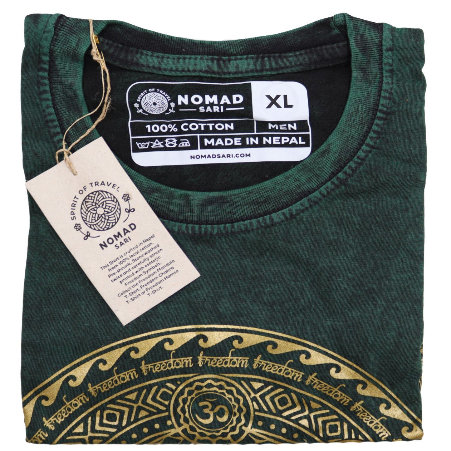 Grünes Chakra T-Shirt – Steinwasch-Optik für natürlichen Komfort