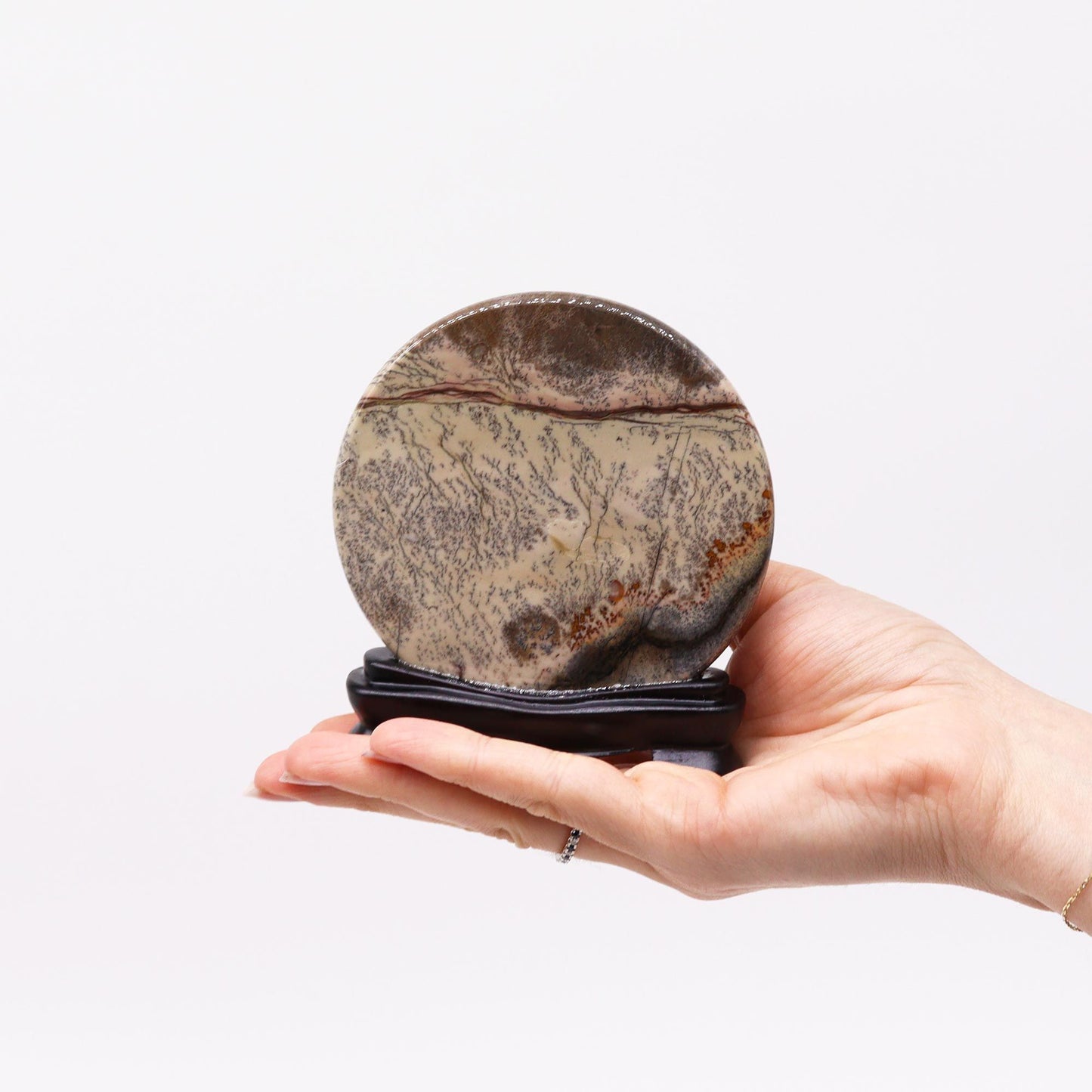 Guohua Mangankalkstein-Scheibe 10cm - Natürliches Dendriten-Kunstwerk