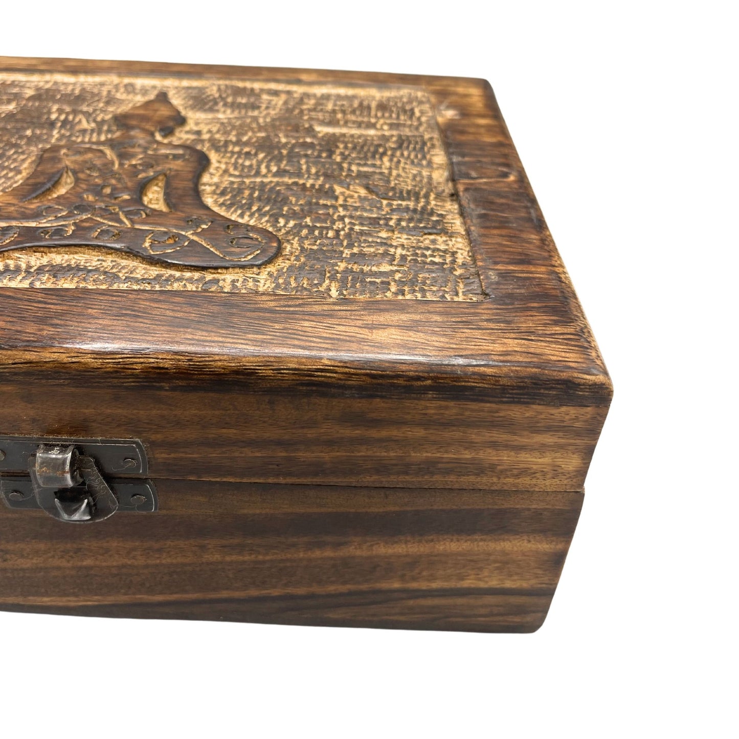 Große Erinnerungsbox aus Mangoholz mit Buddha-Motiv – 20x15x7,5 cm