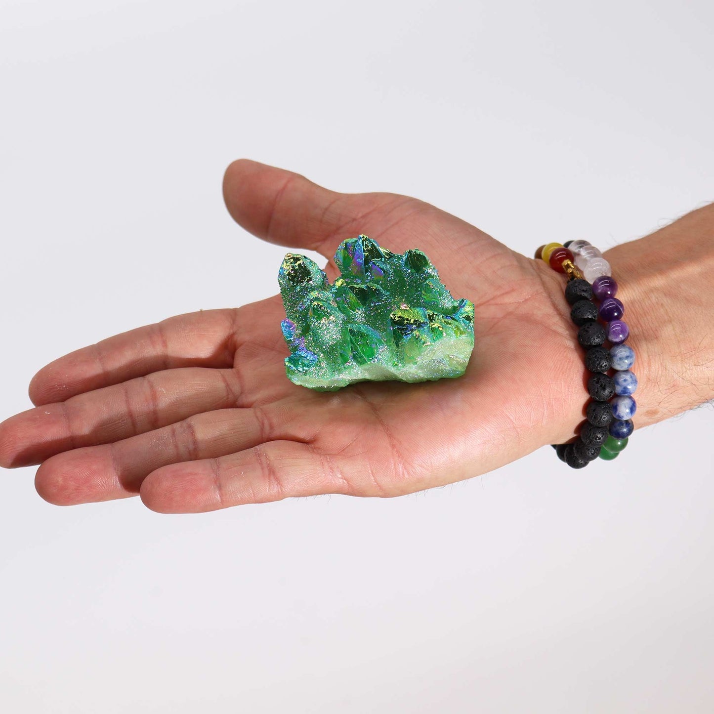 Aura Green Flame Quarz Geode 7-10cm - Einzigartiges Kristall-Cluster