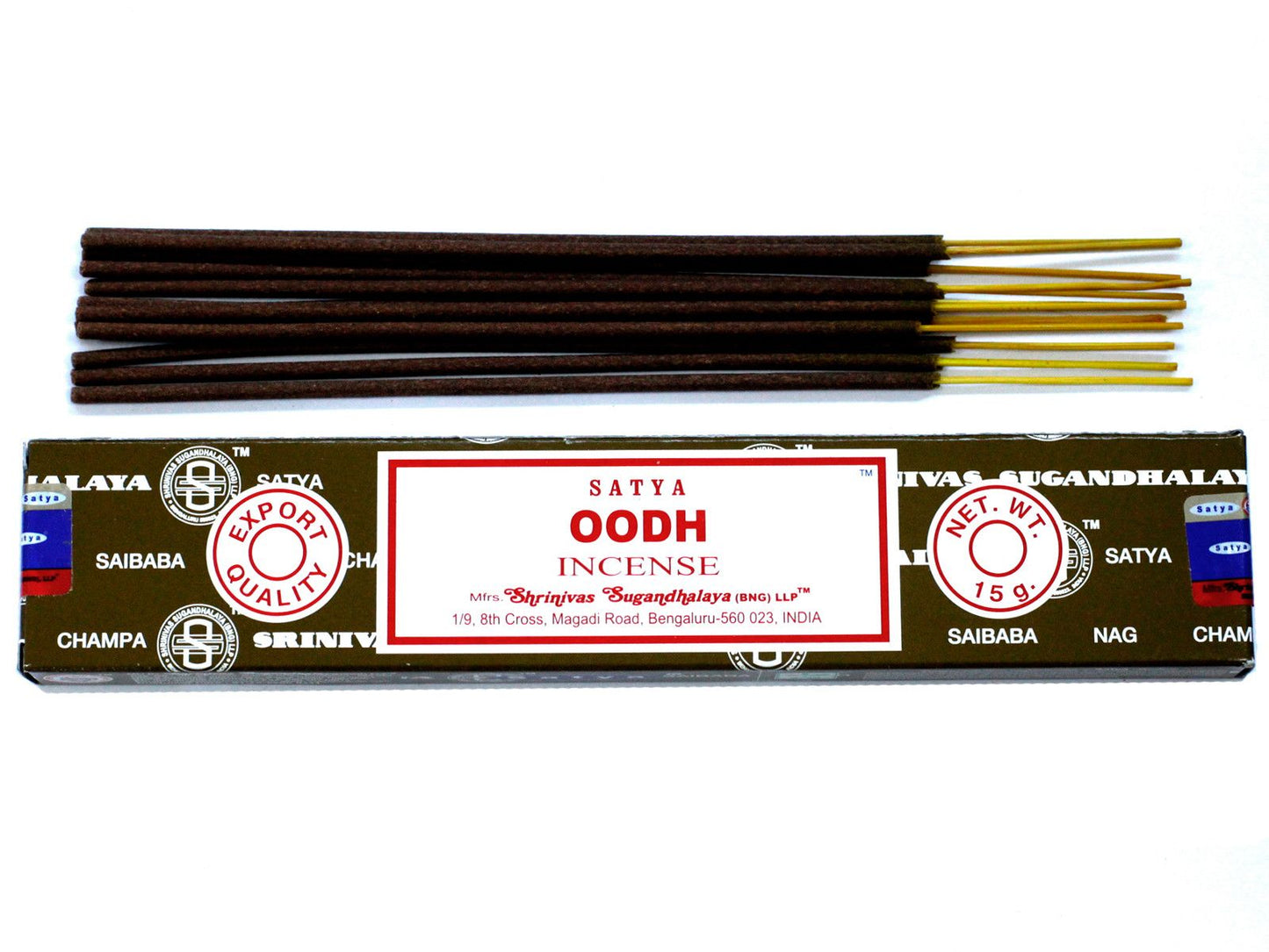 SATYA Oudh Räucherstäbchen - Handgerollte Duftstäbchen, 15 Stück