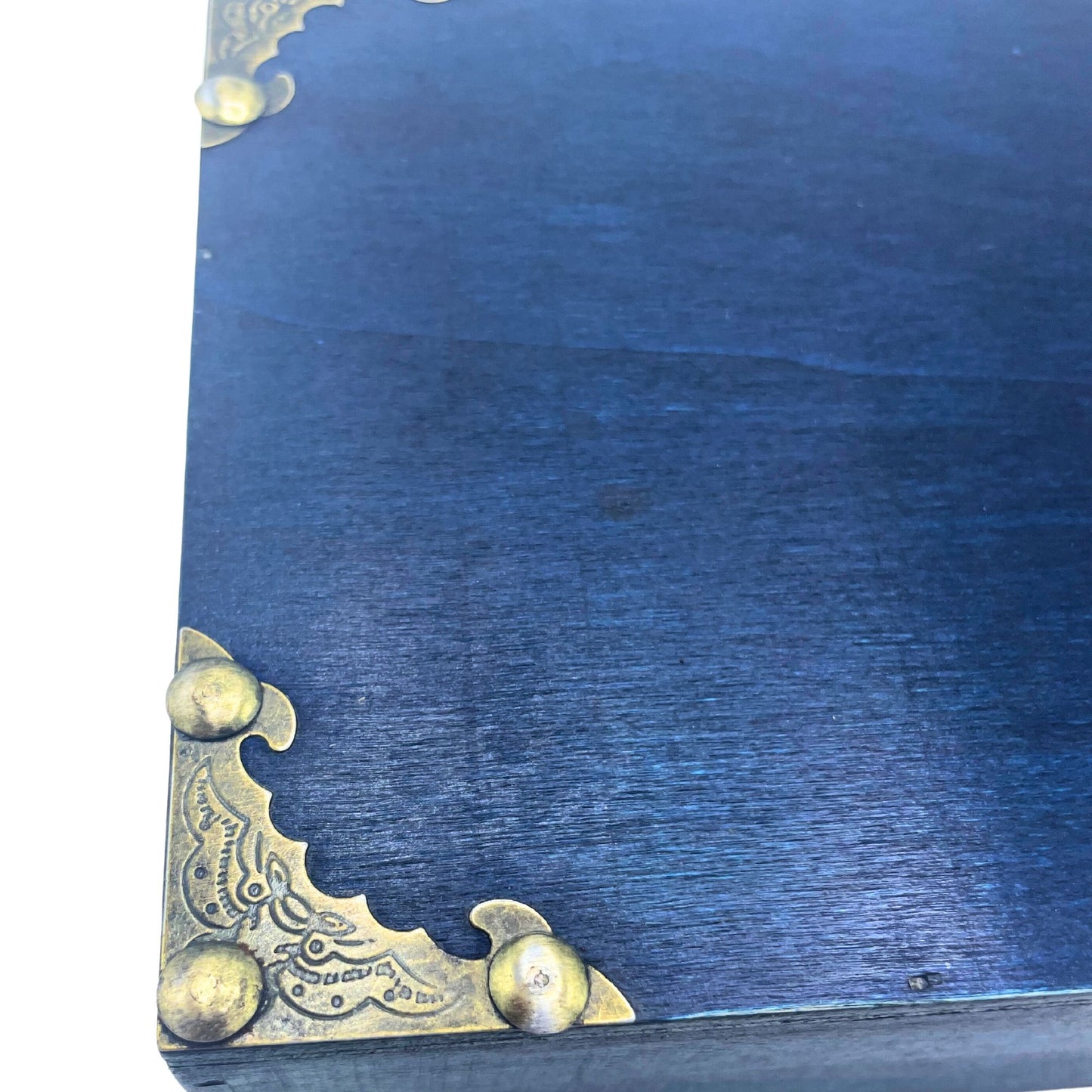 Türkise Kolonialtruhe aus MDF mit Metallbeschlägen - Teeschatulle & Geschenkbox