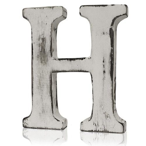 Dekor-Buchstabe H aus Mangoholz im Shabby Chic Design