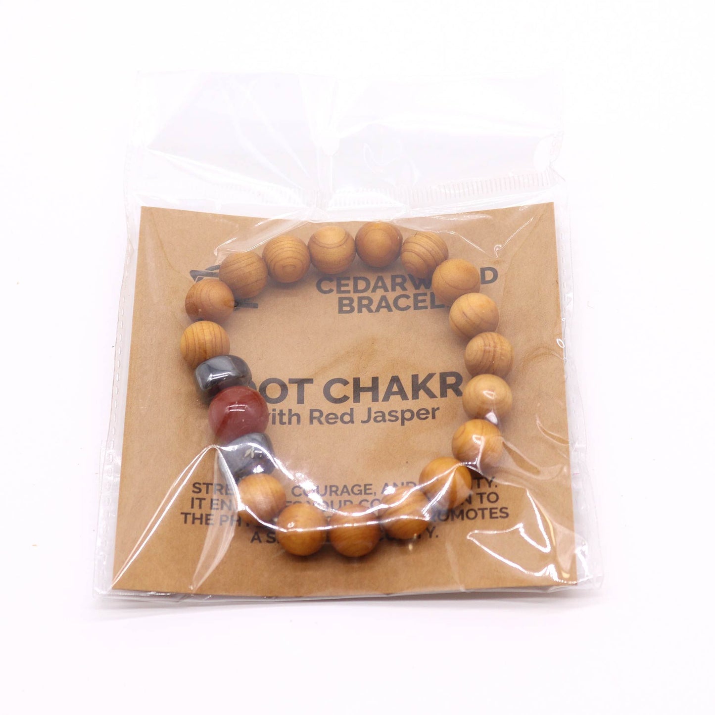 Armband aus Zedernholz mit Rotem Jaspis für das Wurzelchakra
